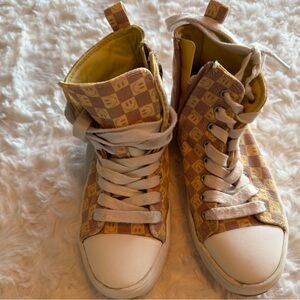 Target Kids Sneakers with Yellow and Brown Checkered Design